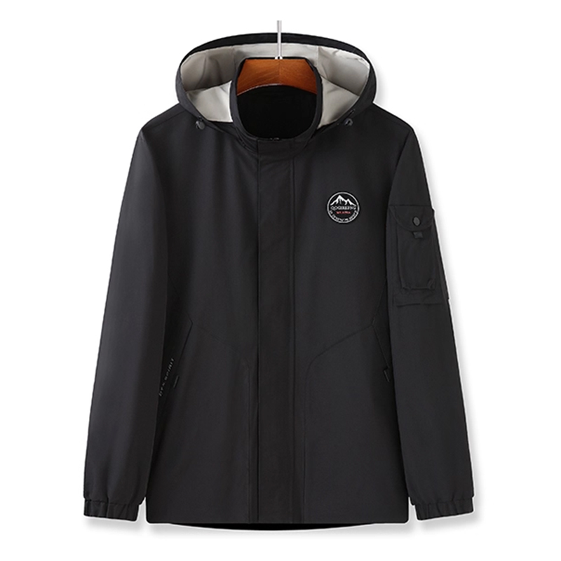 大码男装春秋季新款户外男式连帽外套胖子宽松胖子大码男装秋冬款