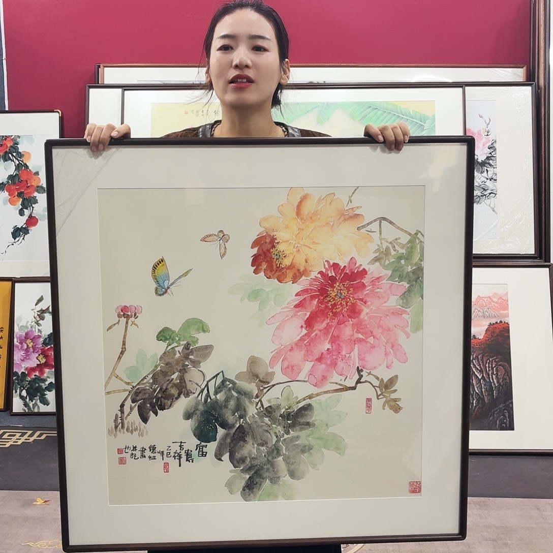 国画手绘作品80×80尺寸