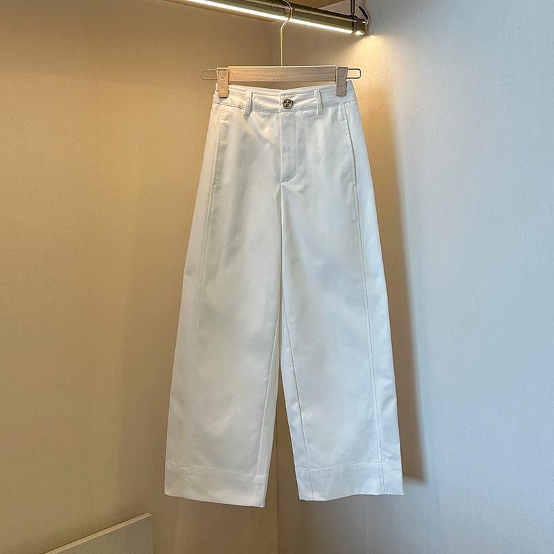 奶白色九分阔腿裤女夏季2025流行新款薄款直筒裤子韩版减龄休闲裤