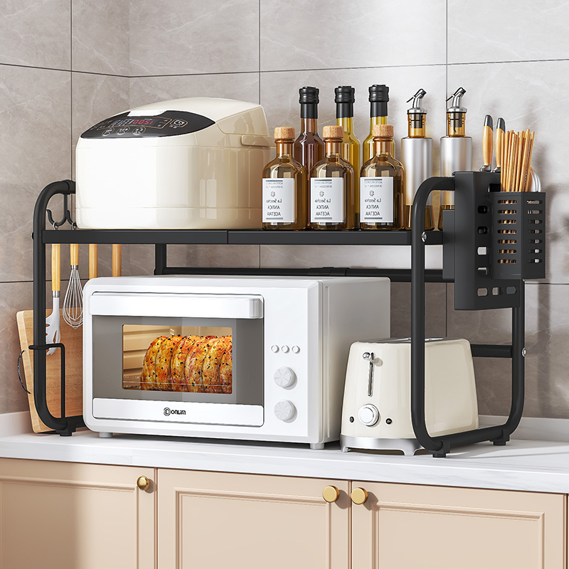 居厨厨微波炉置物架可伸缩厨房置物架电饭锅调料架多功能收纳锅架