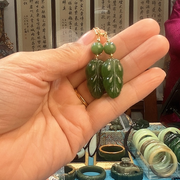 和田玉耳饰合金精美