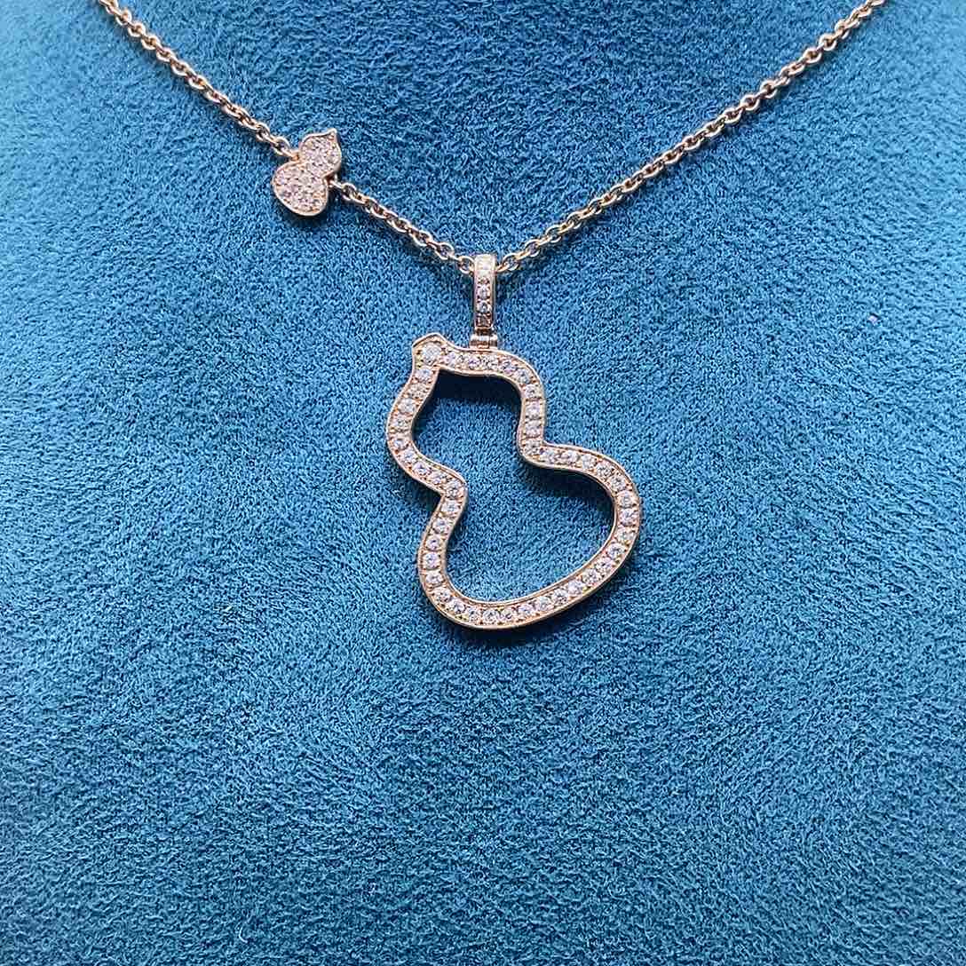 钻石颈饰18K金镶嵌k玫葫芦项链