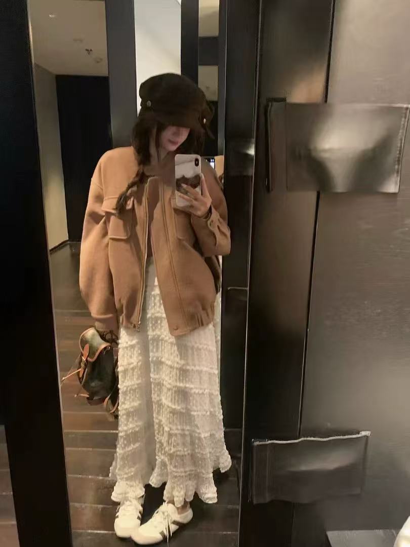 6912【三炫女装】秋冬新款法式显瘦法式高腰蕾丝裙