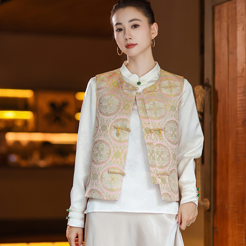 【金鱼戏莲】新中式新宋锦提花改良马甲2025秋季独特别致轻国风马夹
