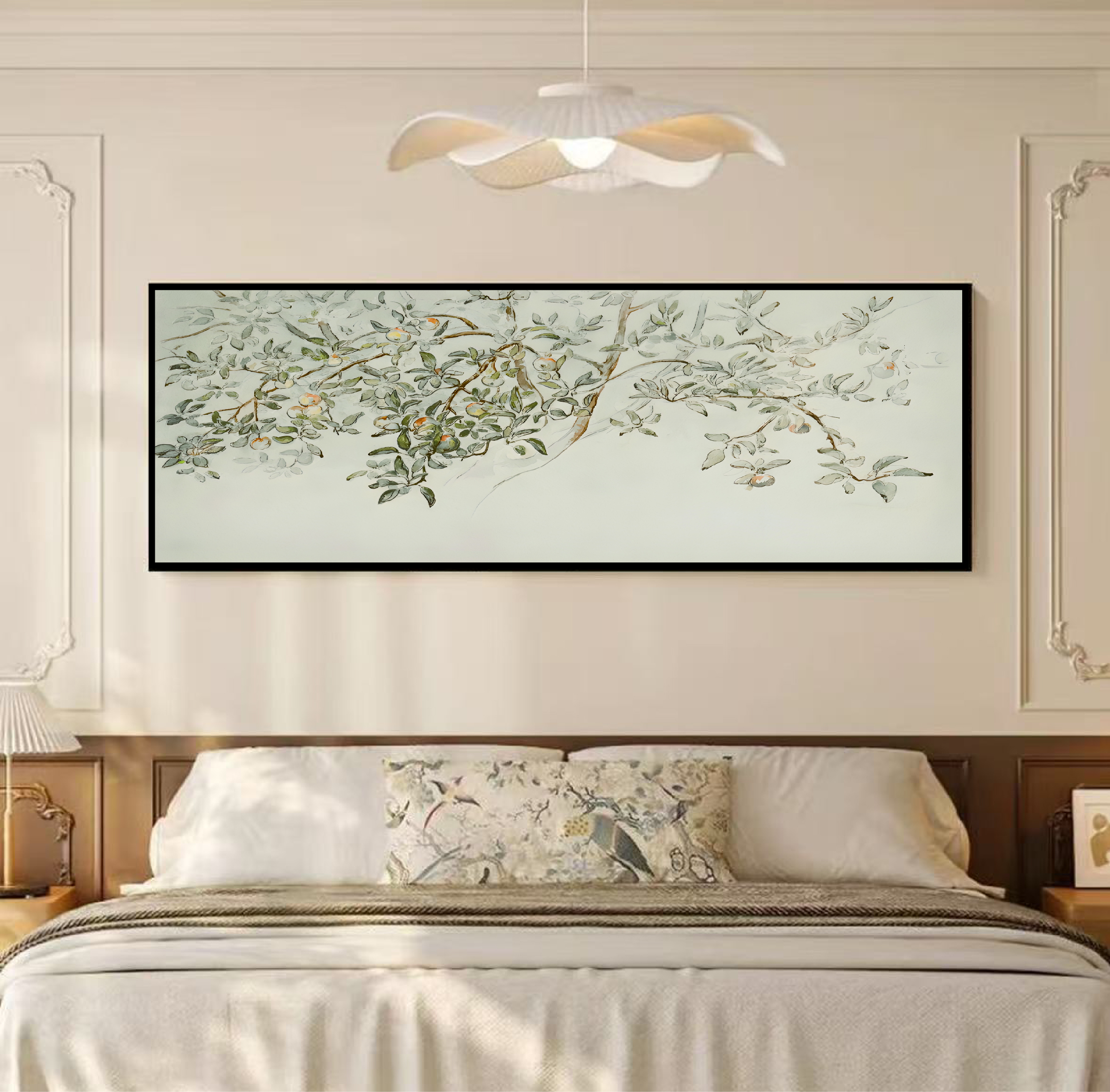 CH01法式风客厅装饰画复古花卉横幅沙发背景墙挂画高级感40-150