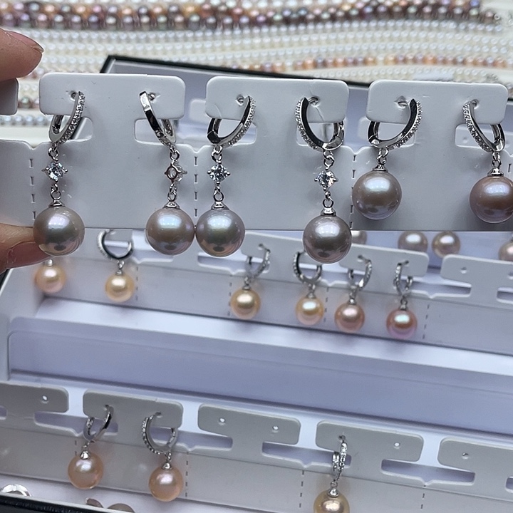 淡水珍珠耳饰未镶嵌卡12➕灰炫紫光耳扣