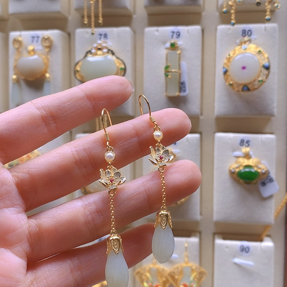 和田玉颈饰银S925镶嵌