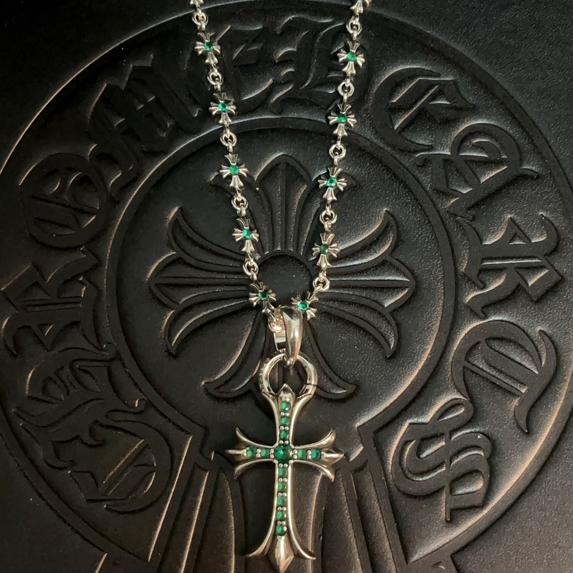 铜合金吊坠 【026】克罗项链重工摇滚男士十字架桃心项链嘻哈哥特风