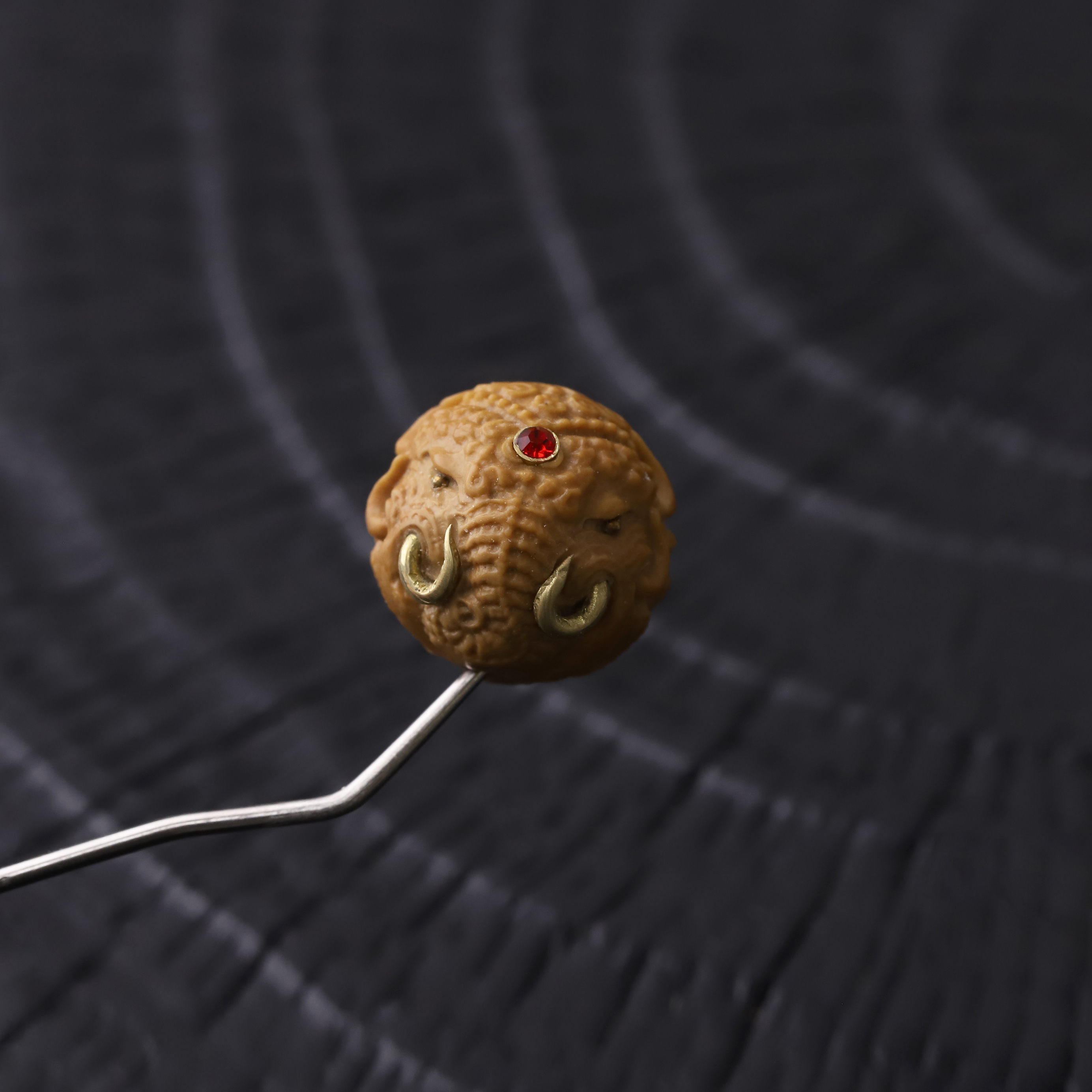 S9679-2【象神】猴头核桃雕刻精工镶嵌单珠文玩配饰DIY配件