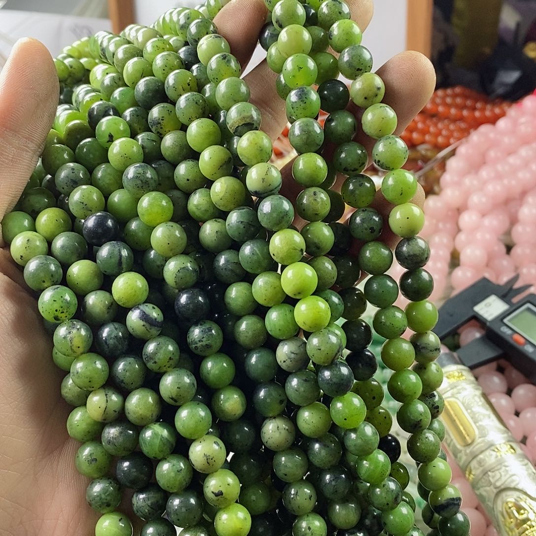 玛瑙/玉髓珠宝半成品合金一条天然8.4mm药王石圆珠