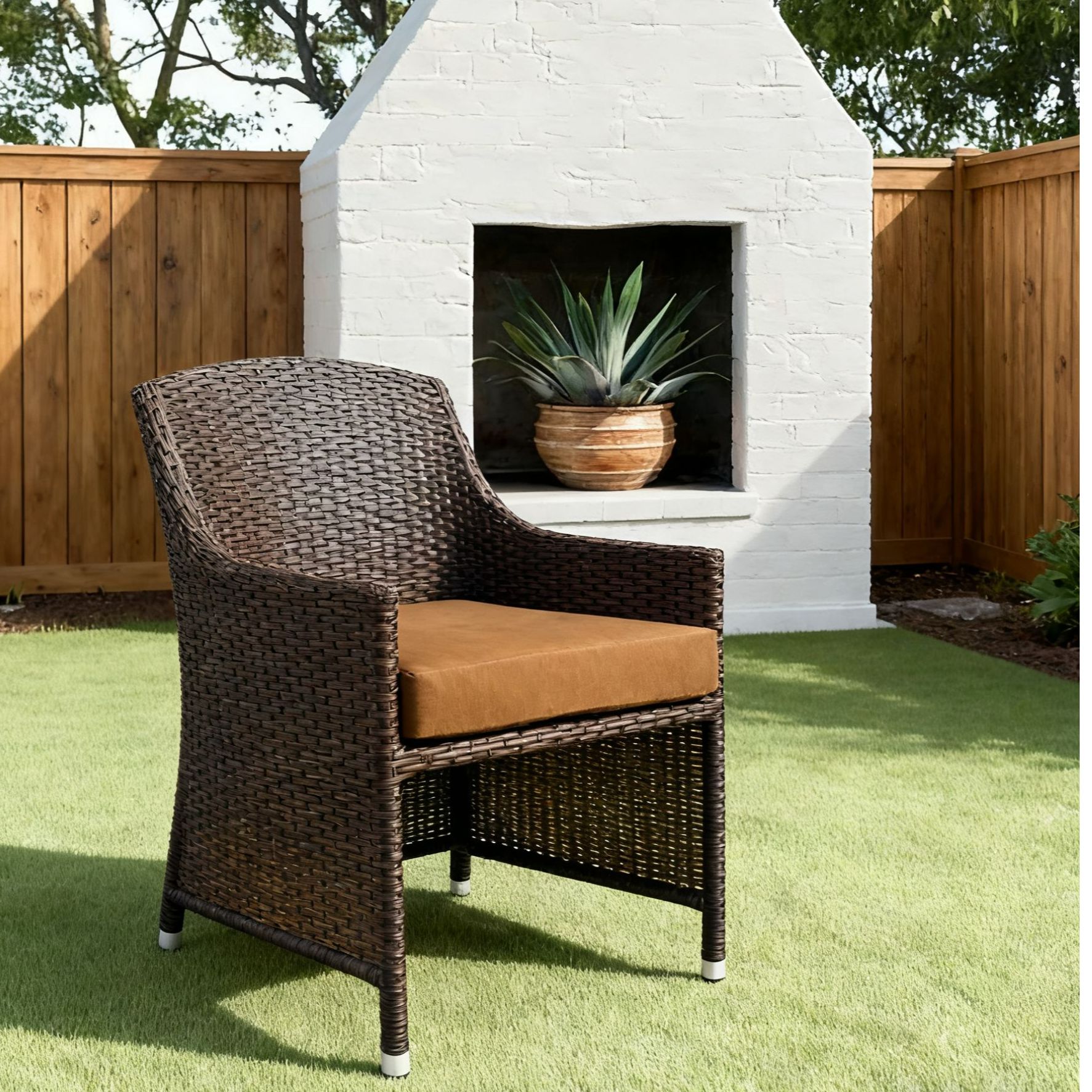 户外庭院休闲藤编椅子带靠背适合露台阳台使用