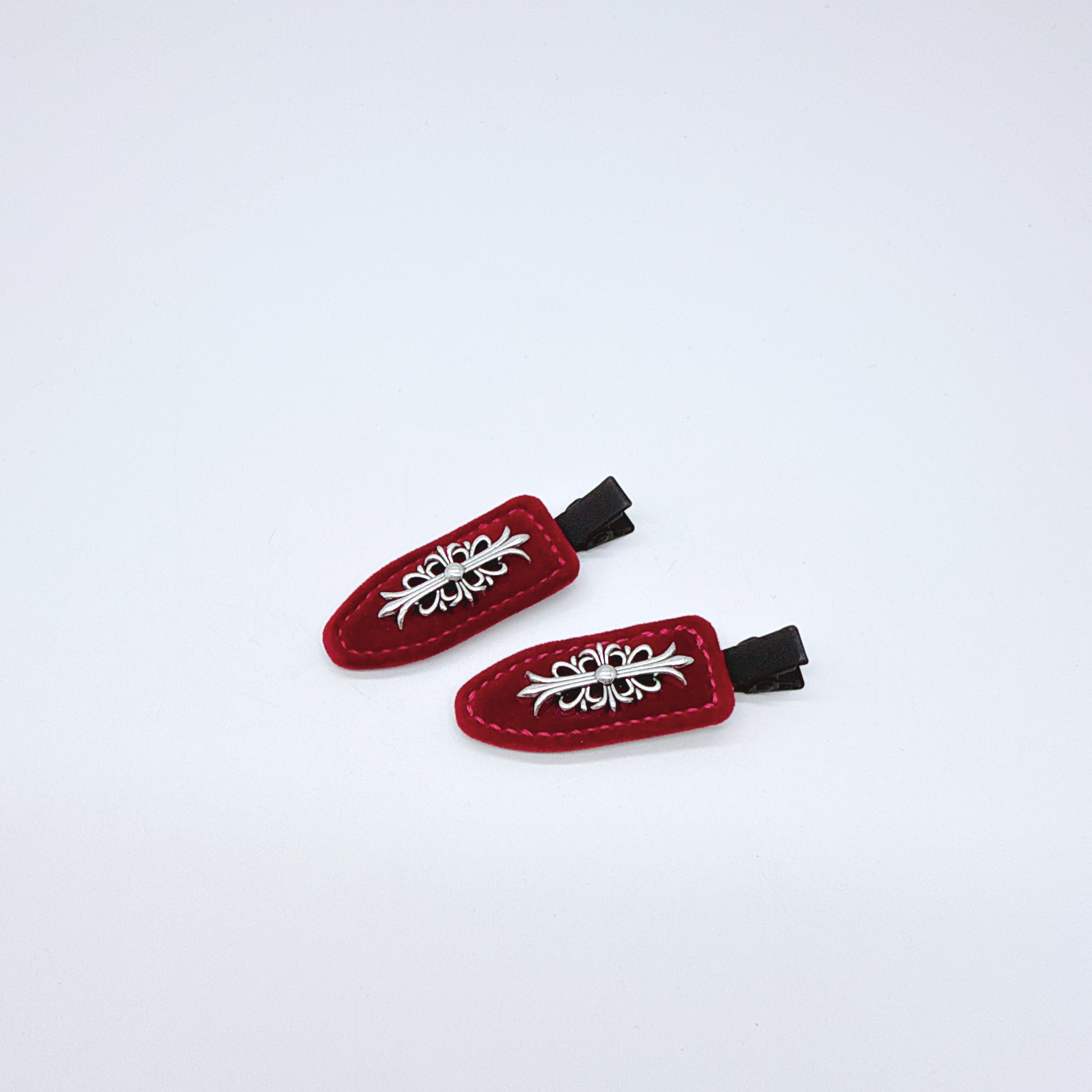 Mi33 绒面缝边图腾无痕鸭嘴夹 Y41060G4-2