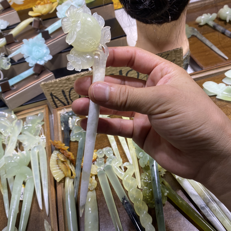 岫玉发簪、头饰、汉服发饰、简约玉簪、日常百搭、古风玉簪、精致发簪