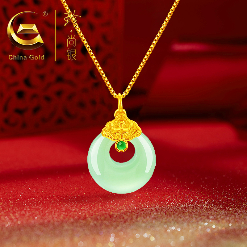 【中国黄金】珍尚银 吉祥如意平安扣项链女时尚秋冬毛衣链商品图