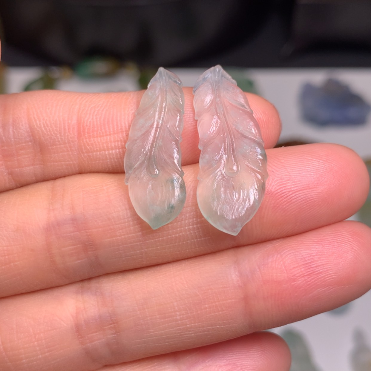 【闪购商品】定制翡翠未镶嵌缅甸翡翠冰花羽毛
