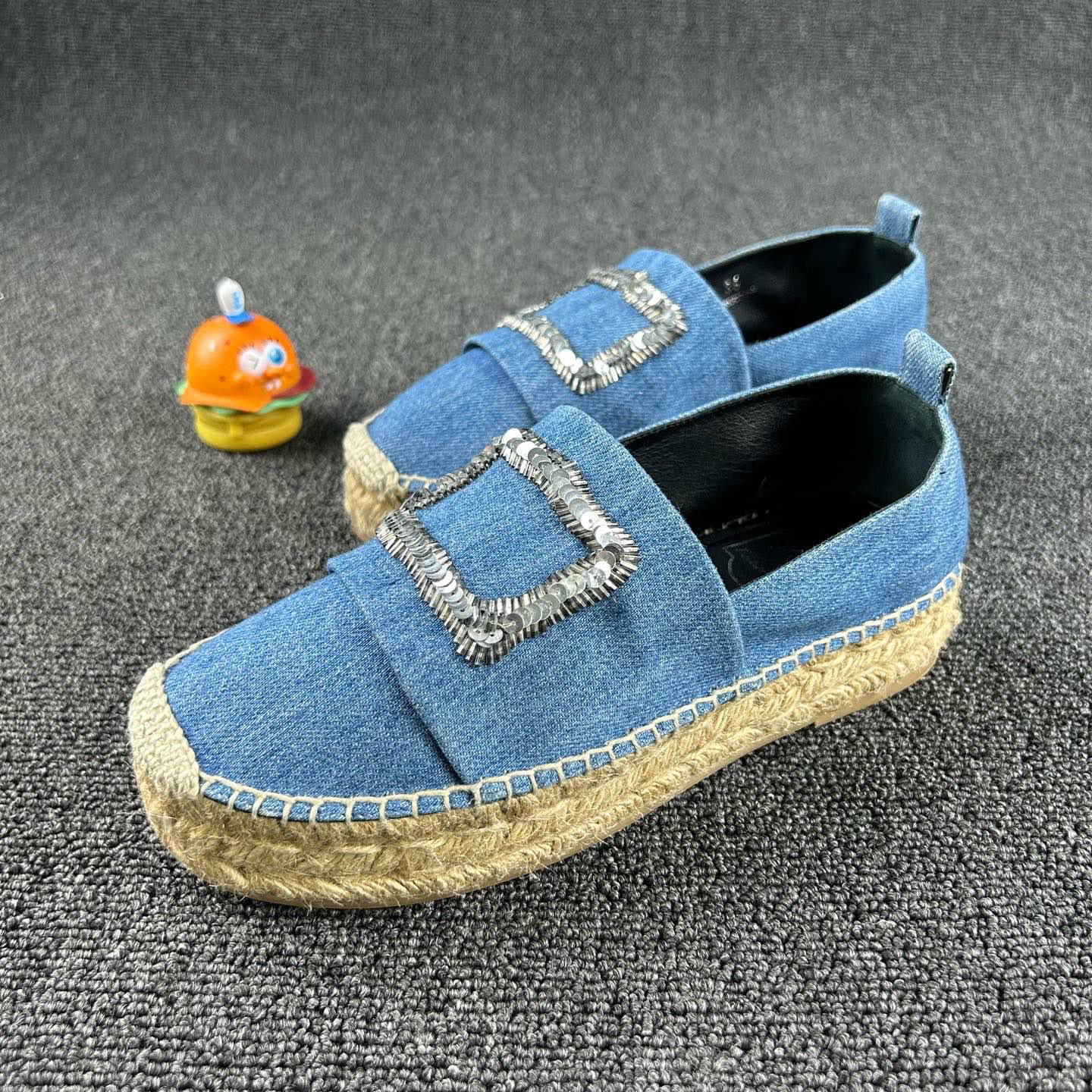 95新 Roger Vivier/罗杰·维威耶 蓝色牛仔鞋36码 亮片银扣HB3964