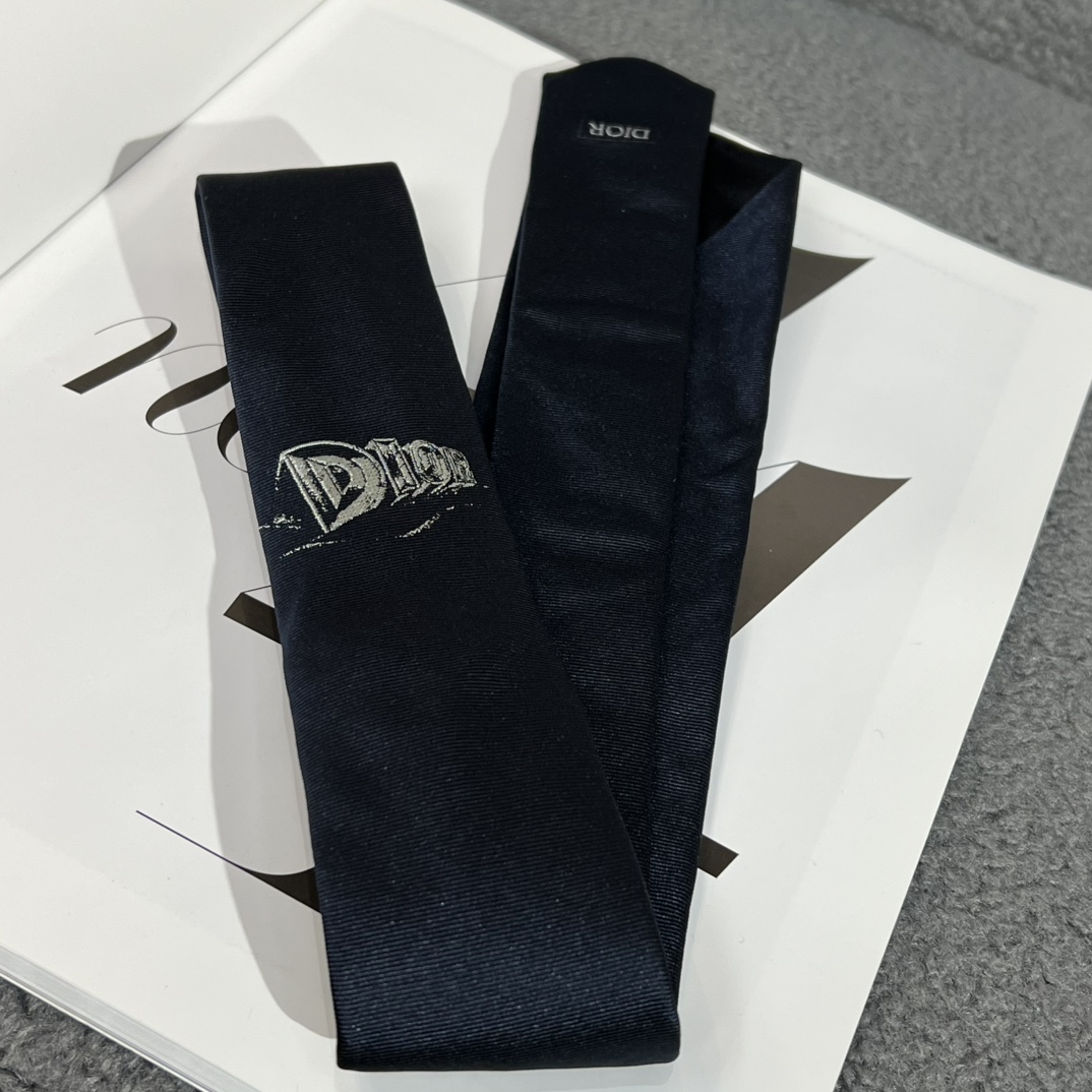 全新未使用 DIOR/迪奥  男士深蓝色AsteroDior标志领带时尚149284