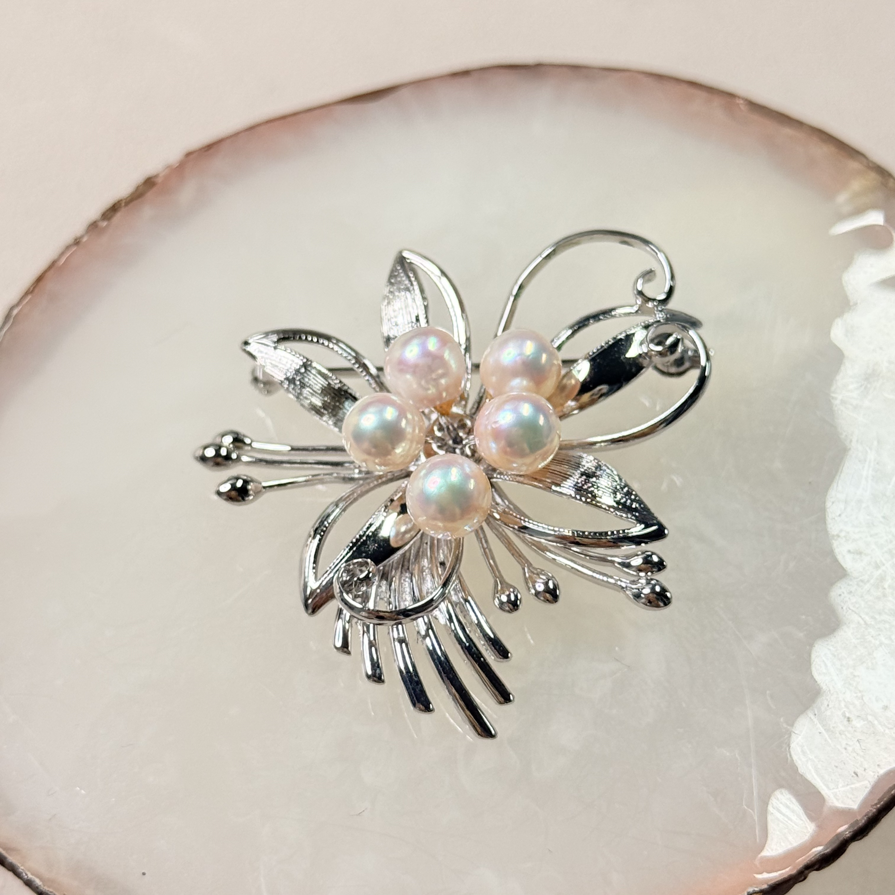 【六六中古】孤品优雅海水珍珠胸针fa120珠子6-6.5