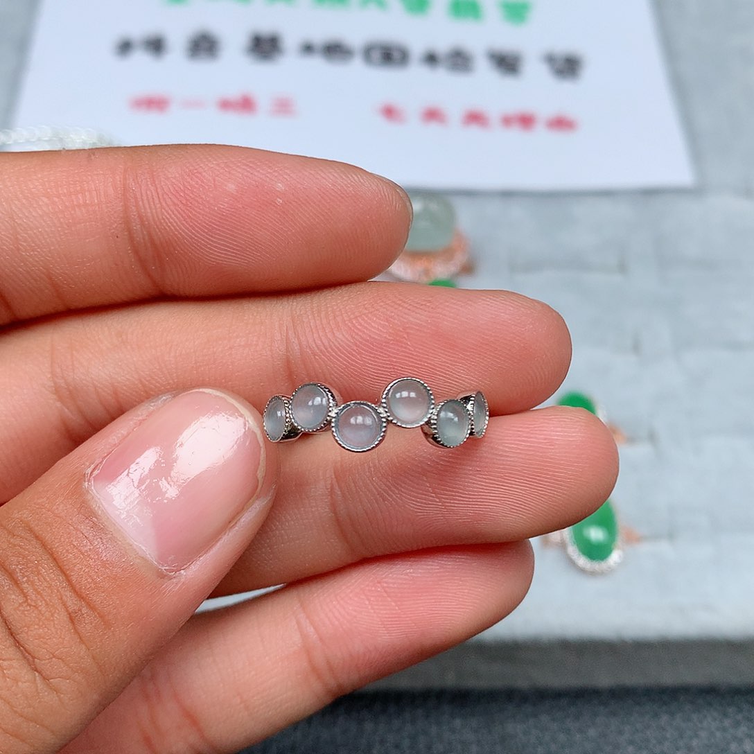 翡翠银S925镶嵌戒指38号