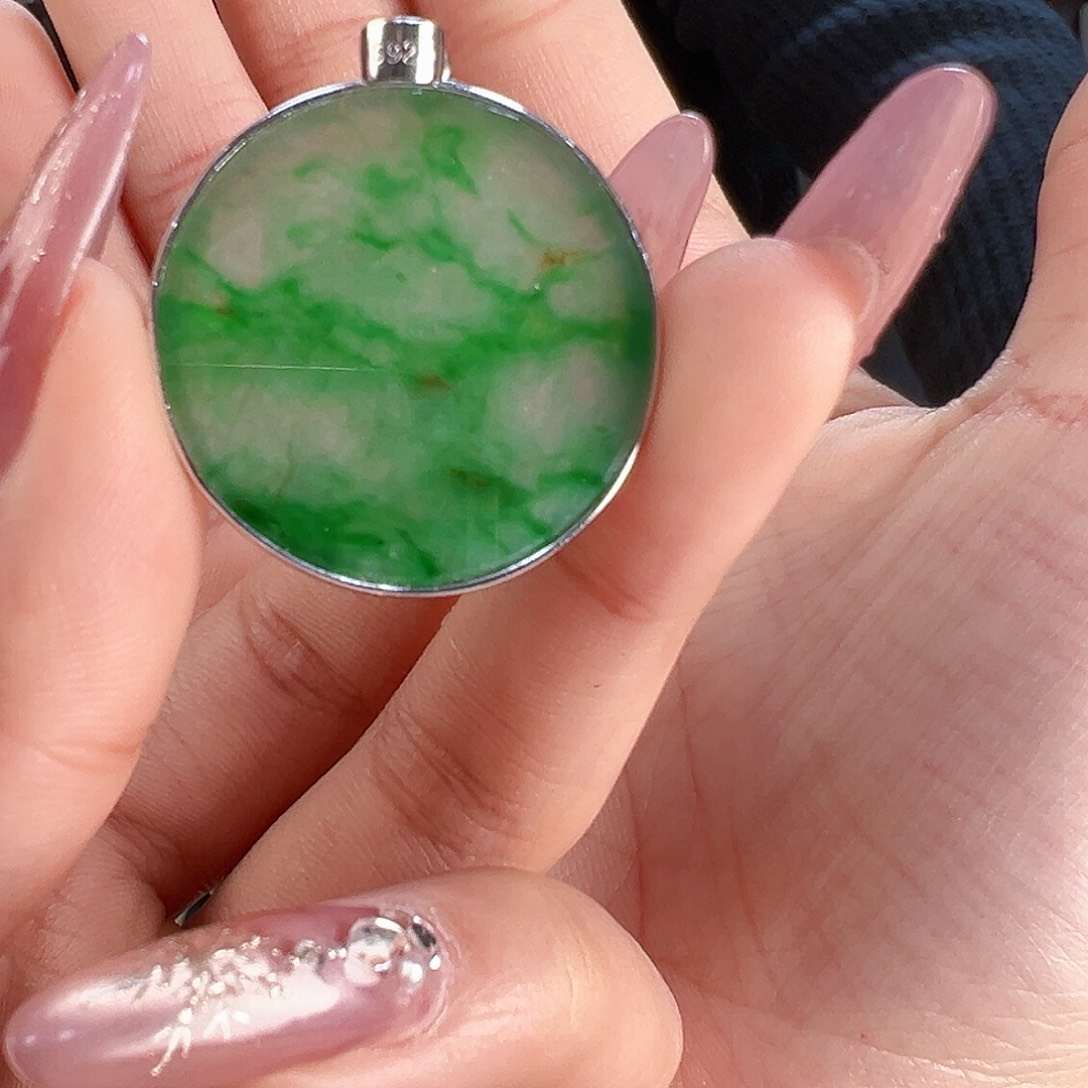 翡翠吊坠(不含链)银S925镶嵌吊坠79