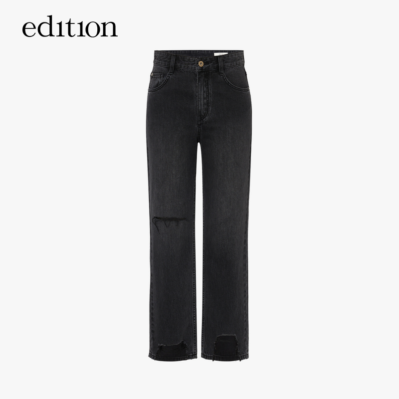 【达人专享】edition破洞九分紧身牛仔裤#EBD2JEN020