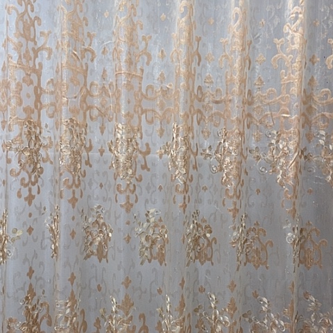 咖色刺绣纱帘6.5米