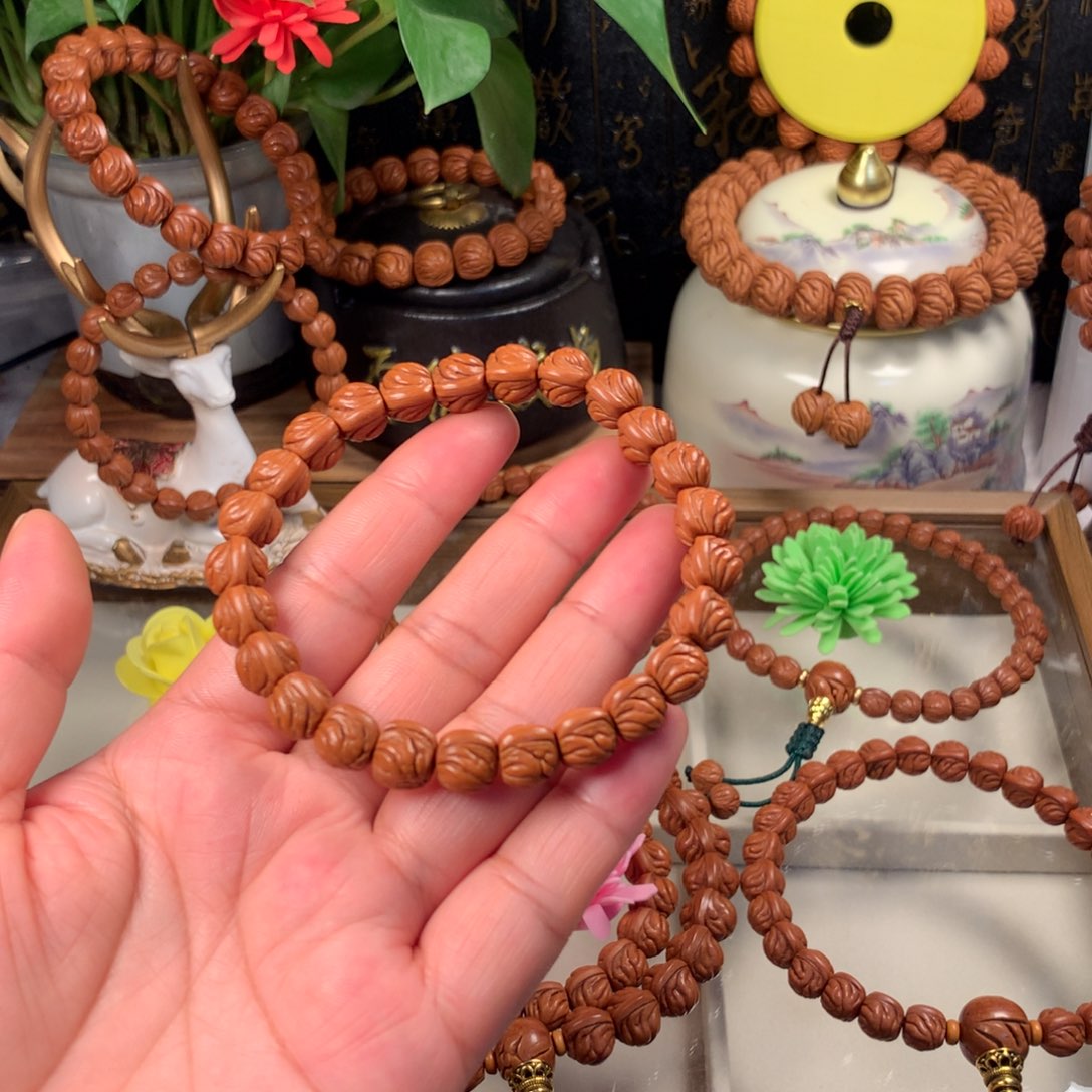 白***X桃核吊坠双脊龙手串09