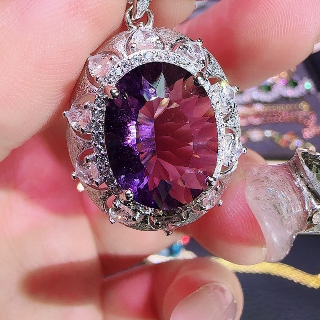 紫晶紫水晶银S925镶嵌