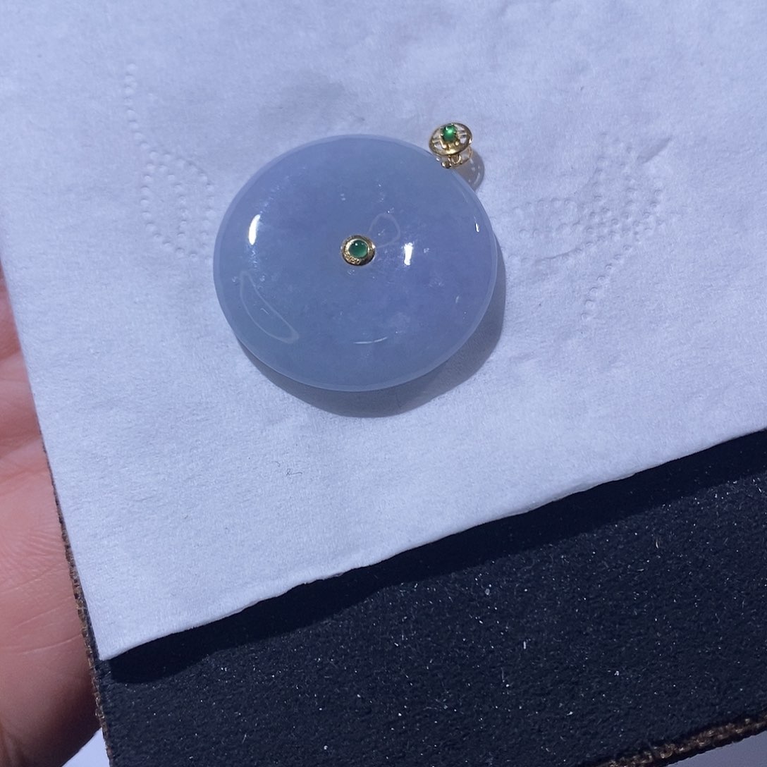 翡翠吊坠(不含链)18K金镶嵌