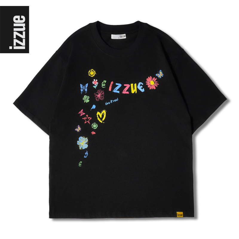 i.t izzue【高端线】情侣短袖纯棉短袖T恤印花上衣时尚宽松轻奢t桖F