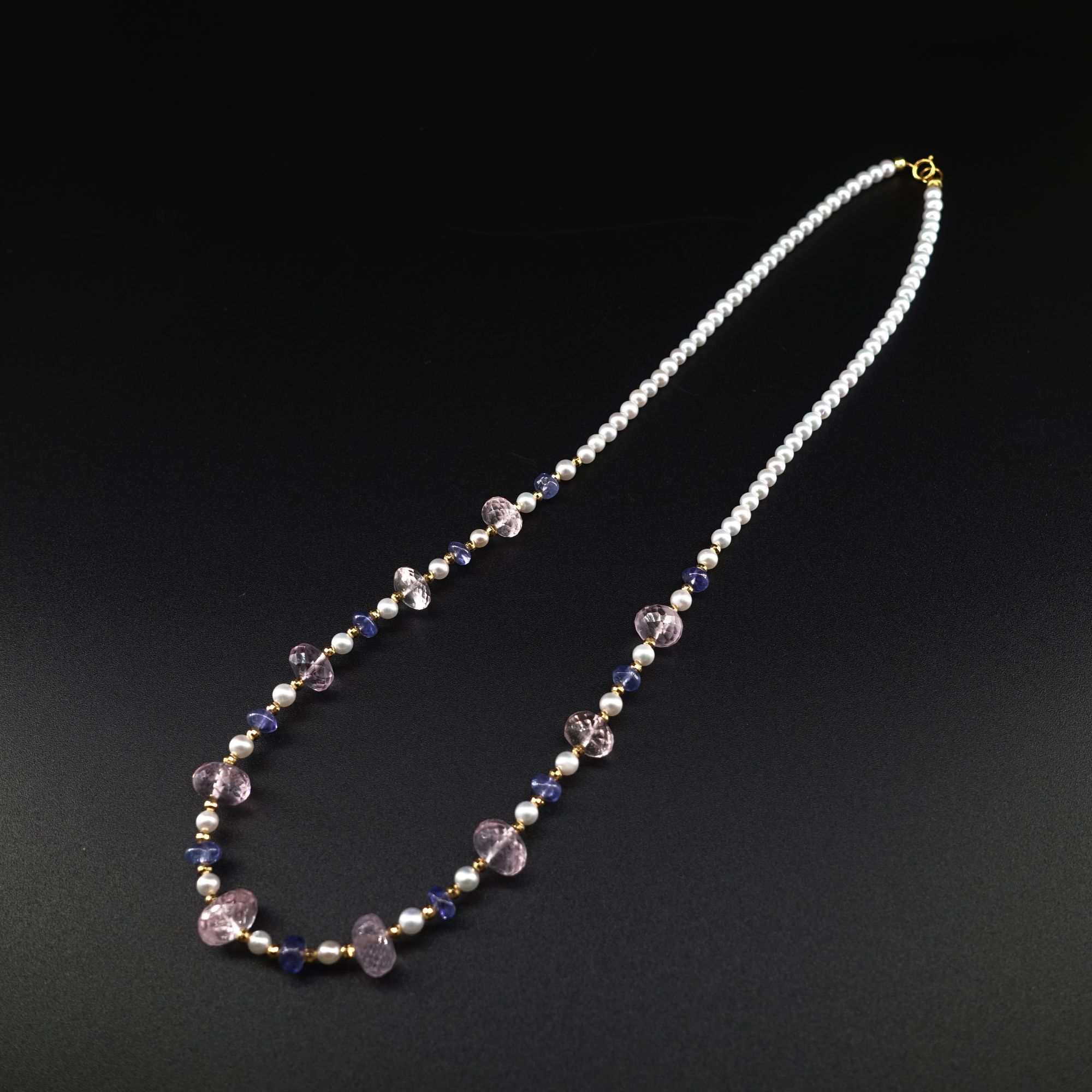 JUSTARRY【1201】18k金天然淡水珍珠摩根坦桑锁骨链（定位扣非18k金）