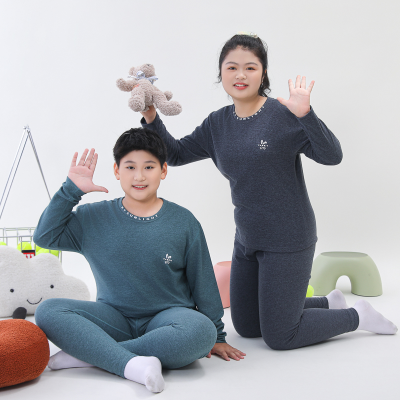 胖童加肥加大男秋裤秋衣裤保暖家居服清新风打底休闲风大童极简风