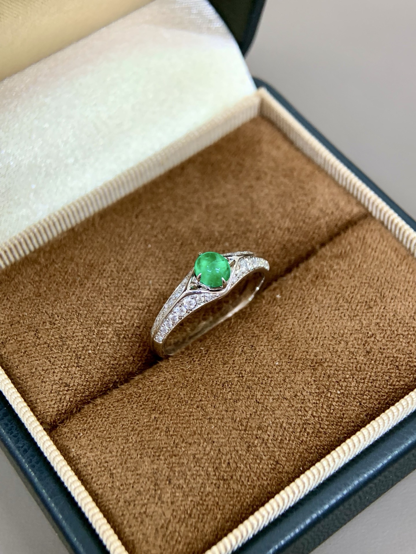 【YiYI】0.45ct祖母绿戒指/PT950南非钻石/附证#YA