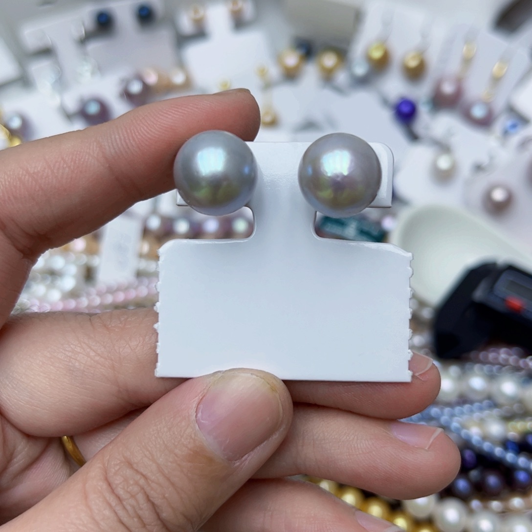 淡水珍珠耳饰银S925镶嵌