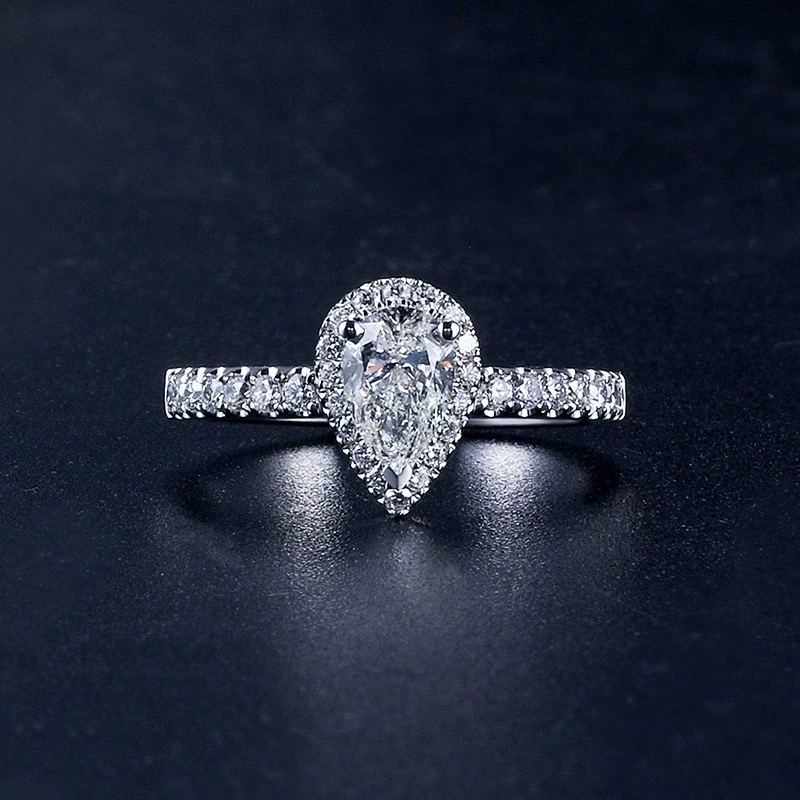 《善美》水滴形裸石女士闭口戒指轻奢气质时尚经典