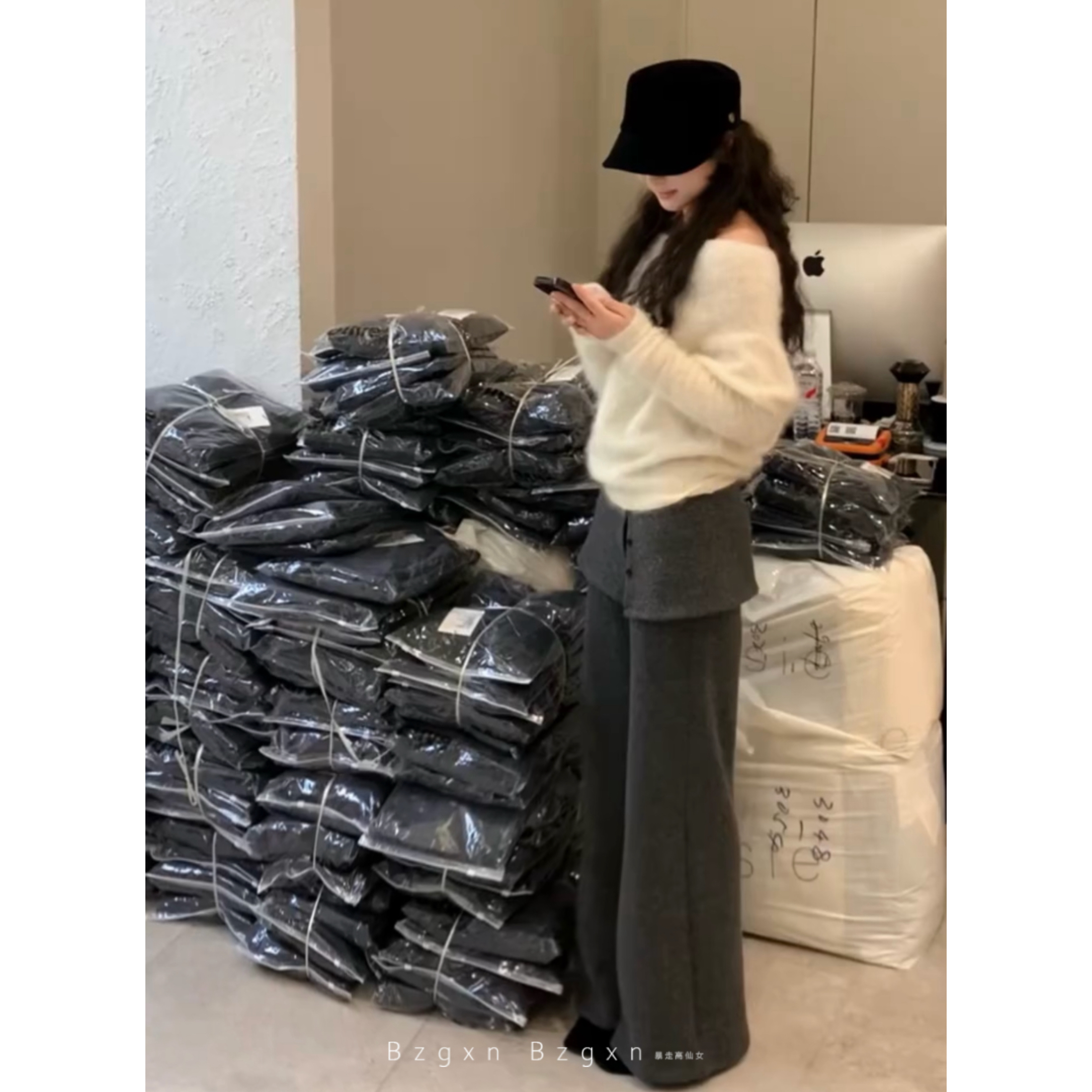 暴走高仙女175高个子加长宽松微喇裤女秋冬加绒阔腿休闲裤屁帘裤