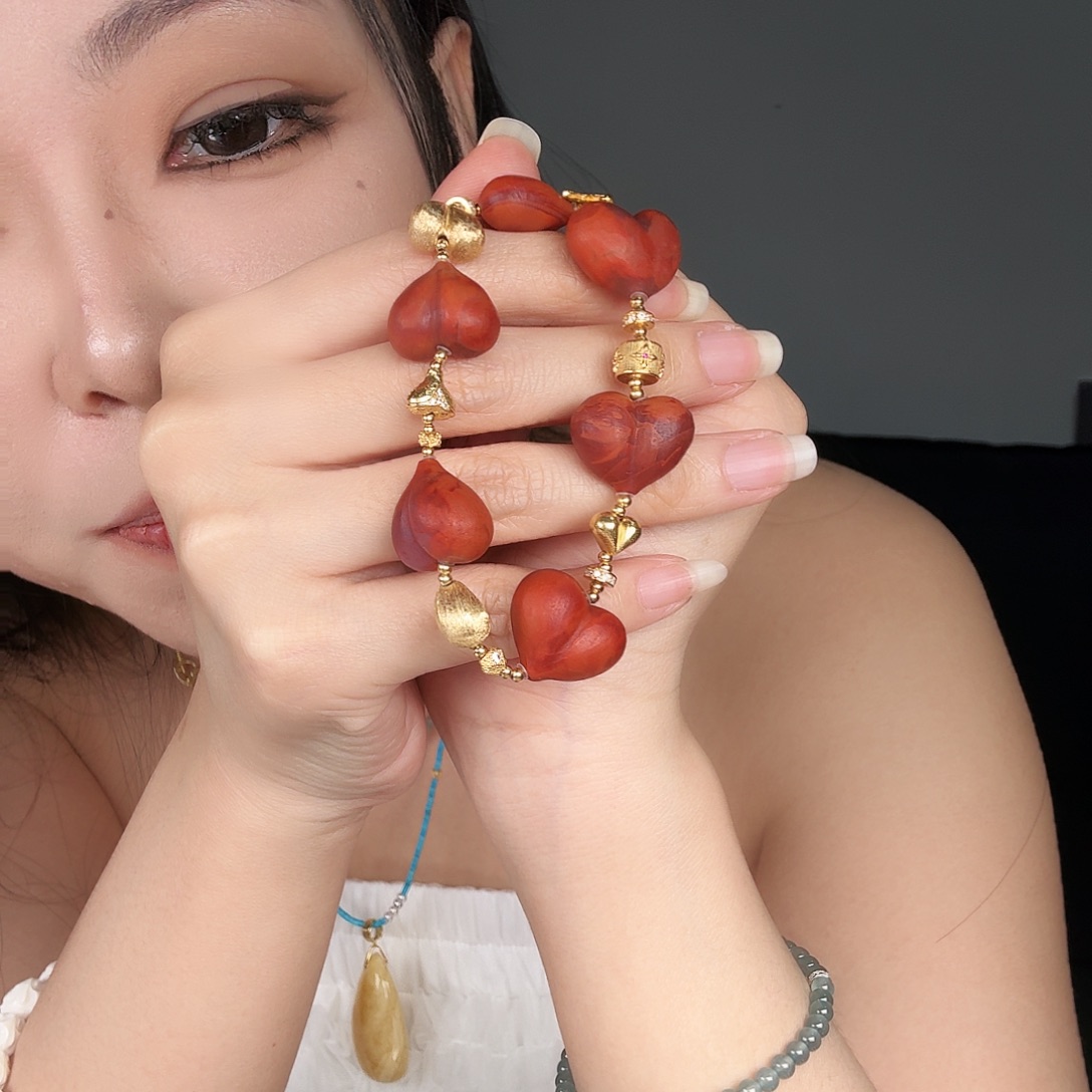 南红玛瑙合金手链