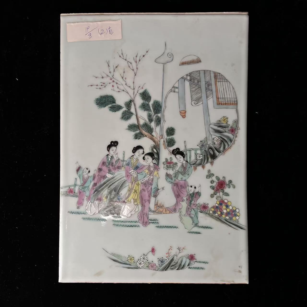 民国粉彩人物瓷板画