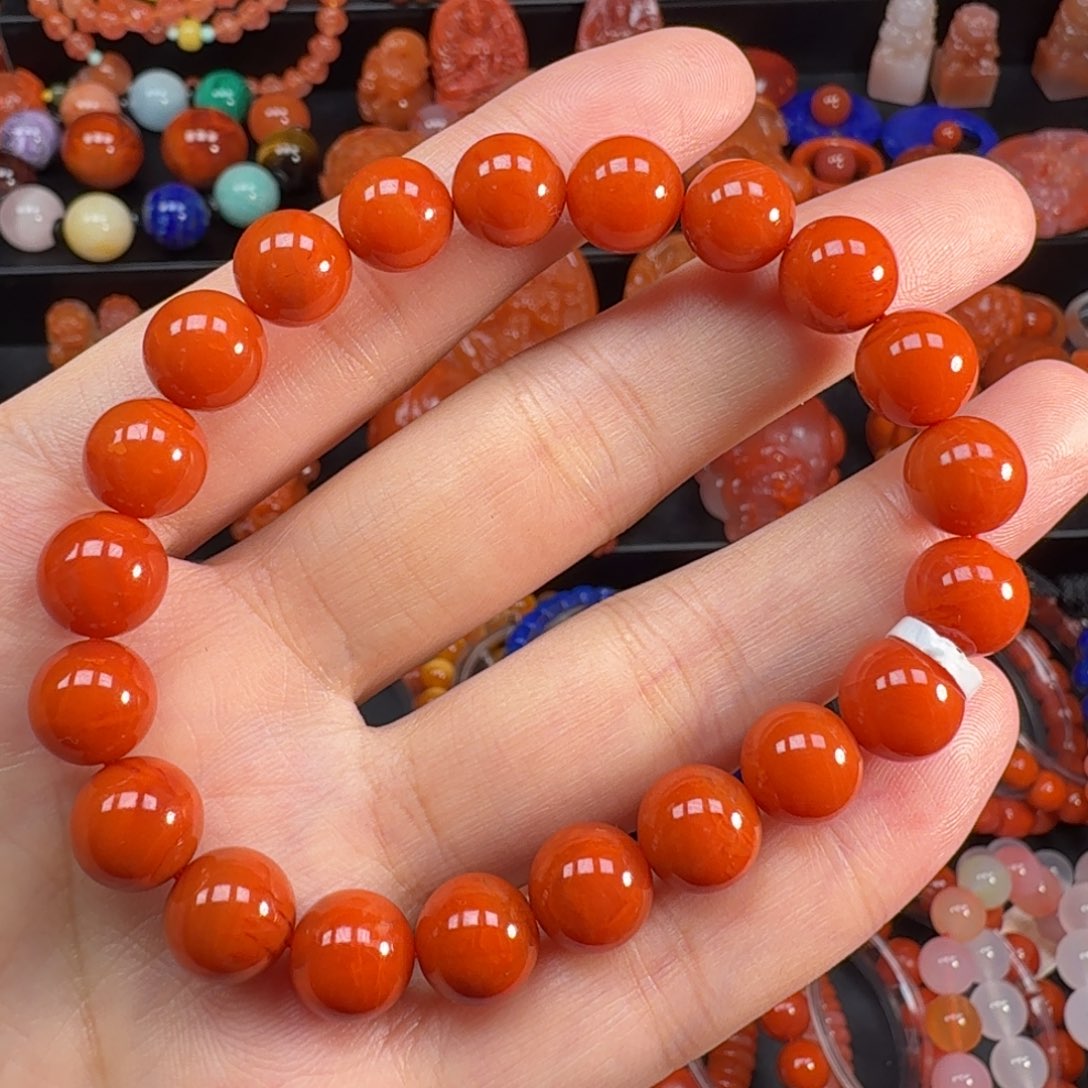 南红玛瑙未镶嵌手串9.5mm