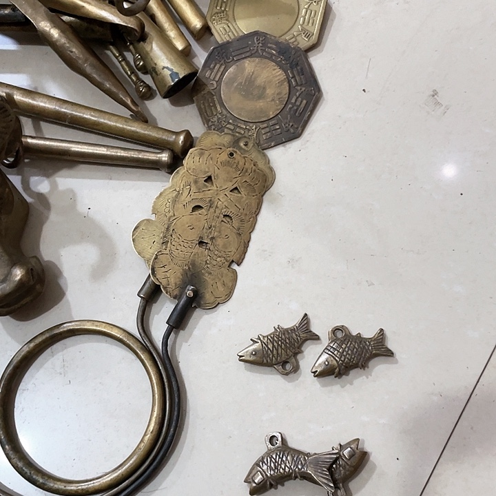 老式铜小鱼两对装