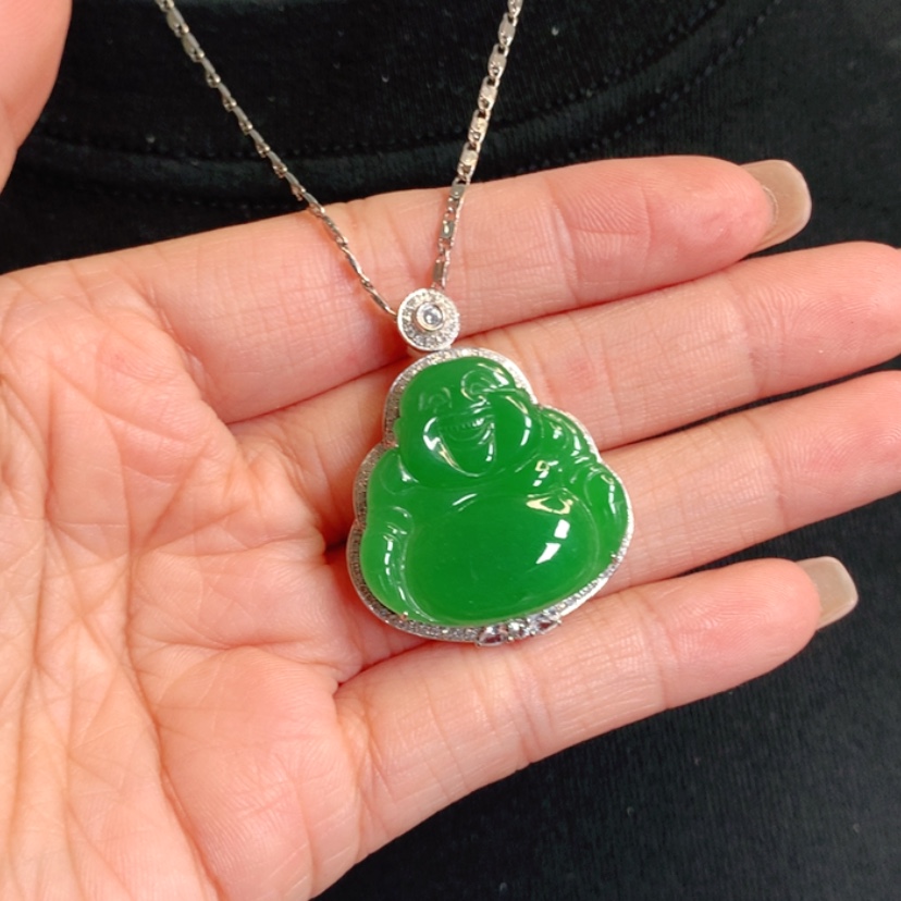 【闪购商品】颈饰18K金镶嵌翡翠佛公