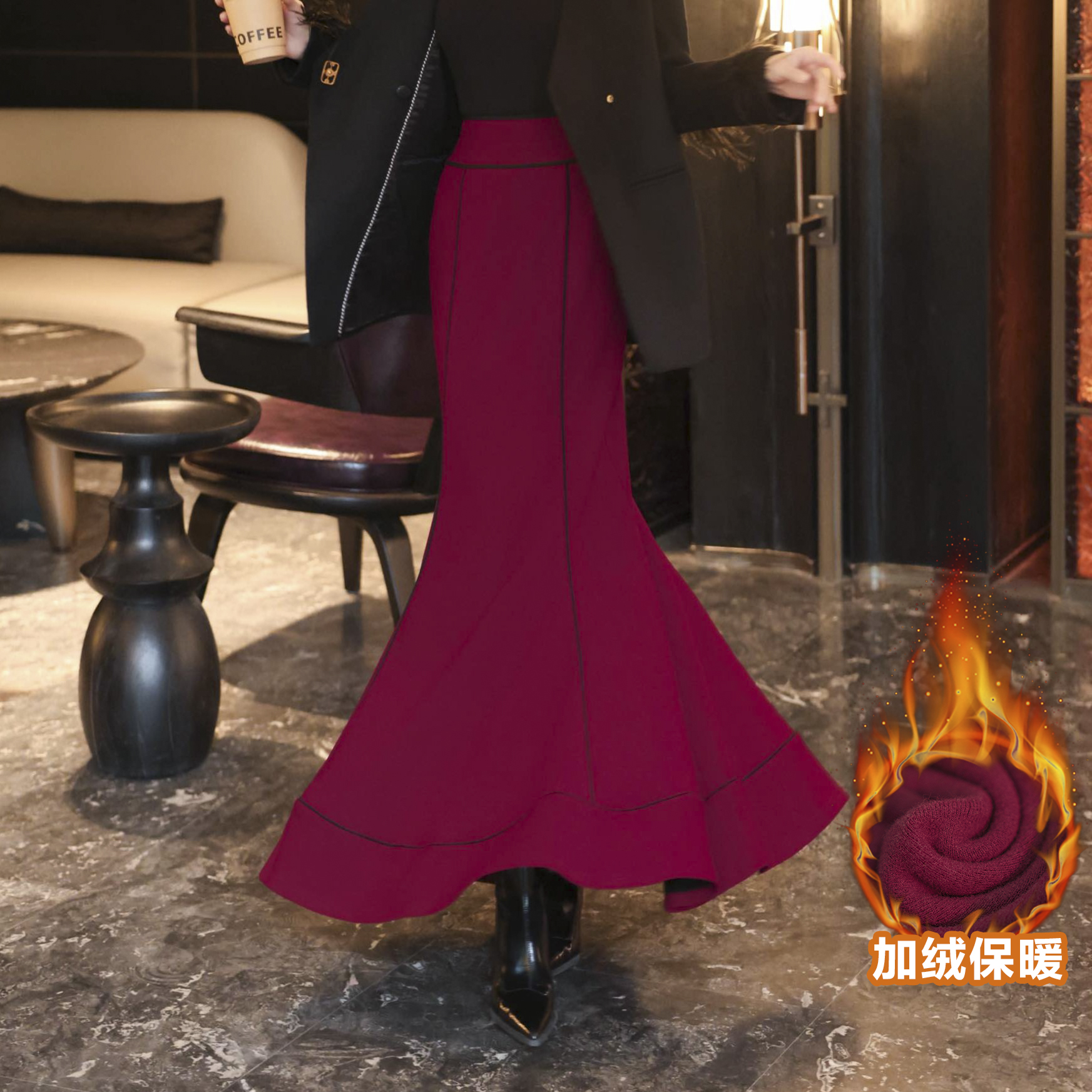 MD进进原创【步步生莲】2025秋冬加绒轻奢法式鱼尾裙优雅显瘦半身裙