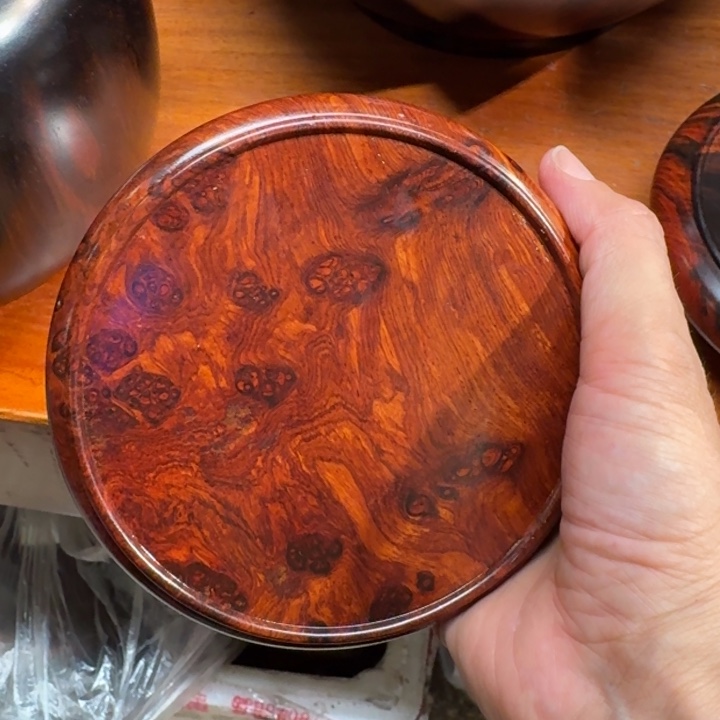 大果紫檀（缅甸花梨）花梨木树瘤底座12.5公分