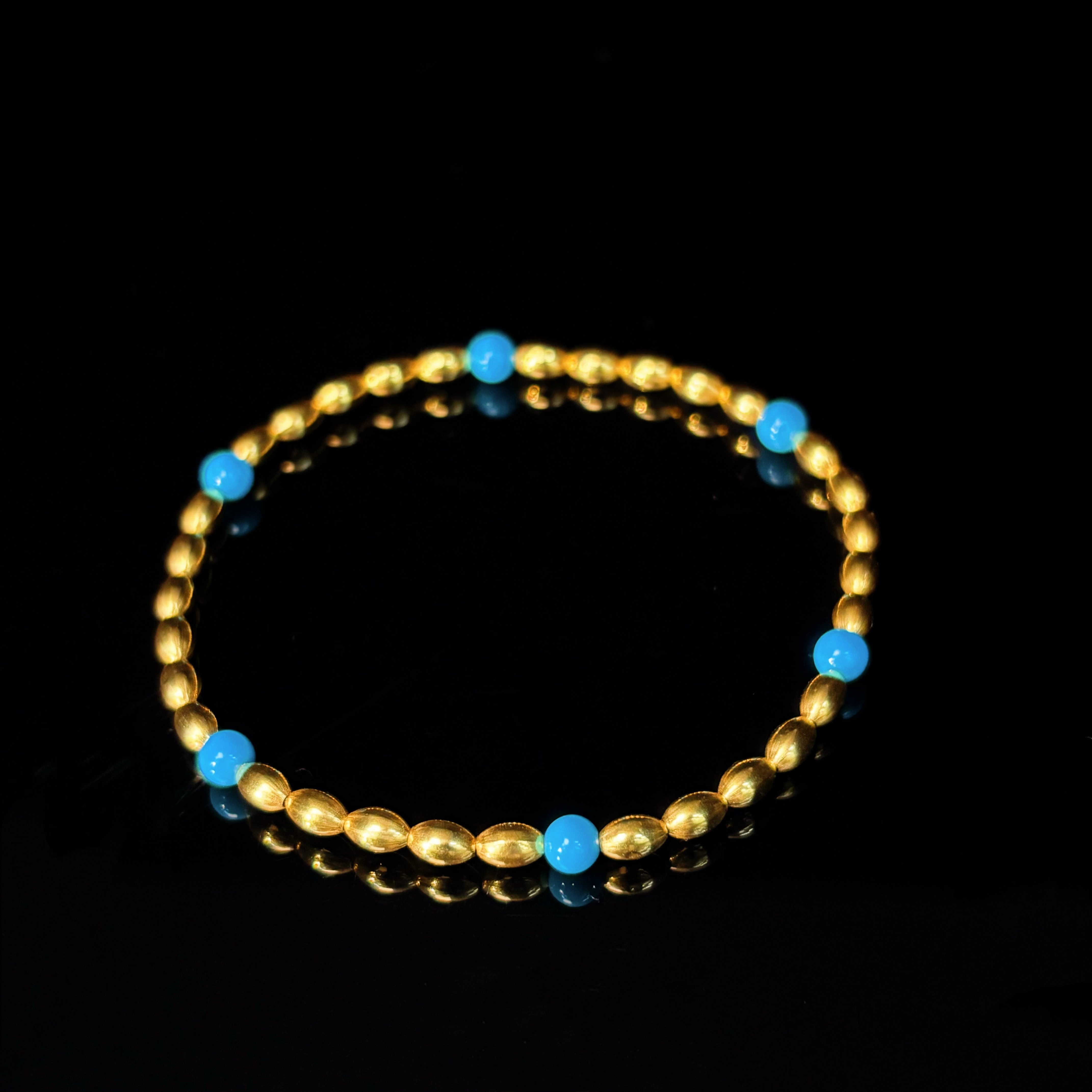 青纨  绿松石 米粒手链 18k金  5219  多样性发一件