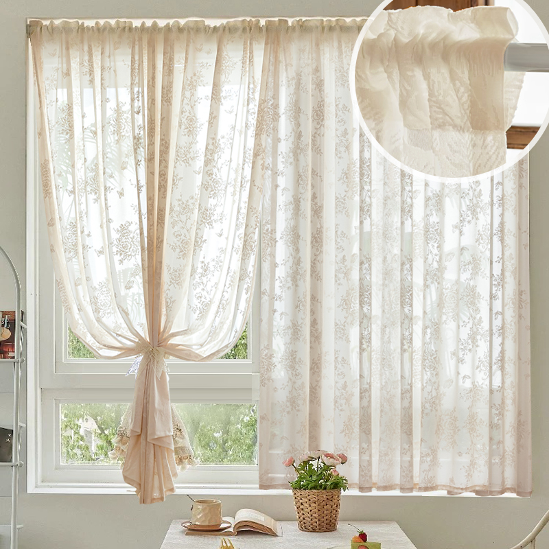 蝴蝶纱帘法式窗帘遮光2026新款卧室高级感透光不透人客厅布纱帘缦