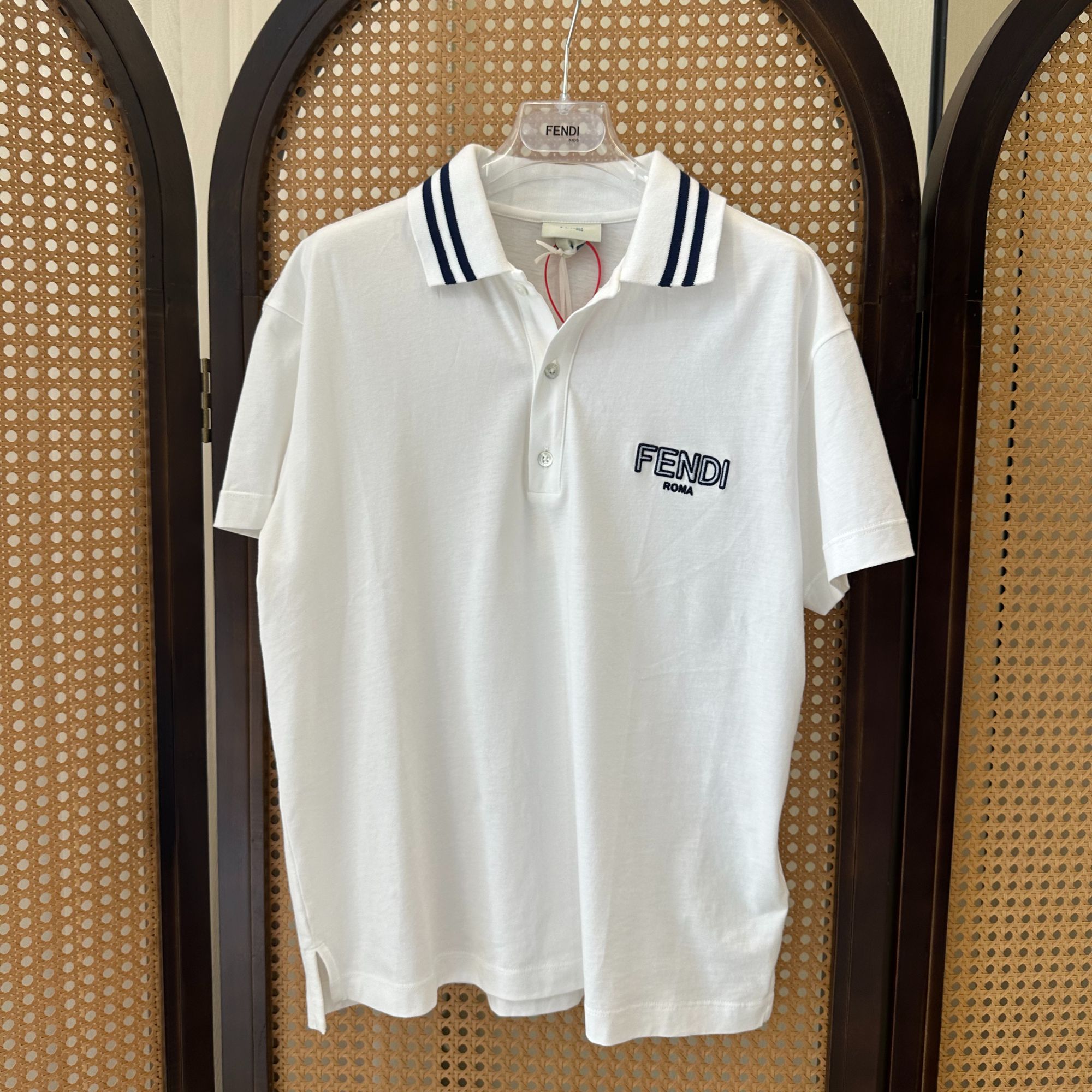 未使用 FENDI/芬迪 POLO套头短袖logo标志 白色