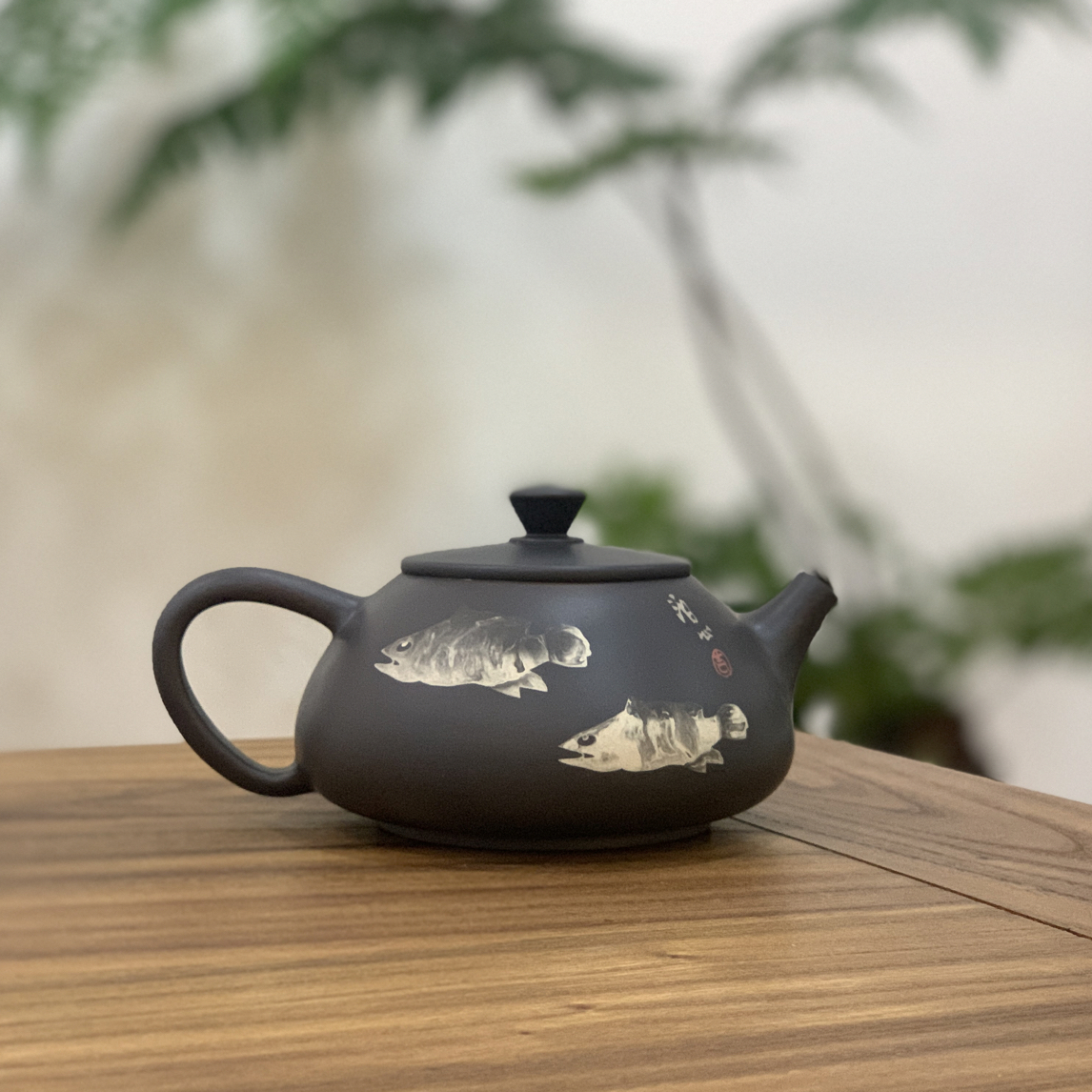 【建水紫陶】纯手工制作阴刻阳填茶具