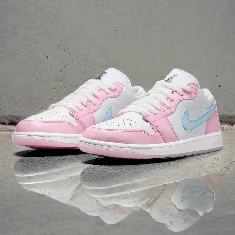 Nike耐克女鞋Air Jordan 1 AJ1白粉蓝猫爪冰淇淋篮球鞋HM3706-141
