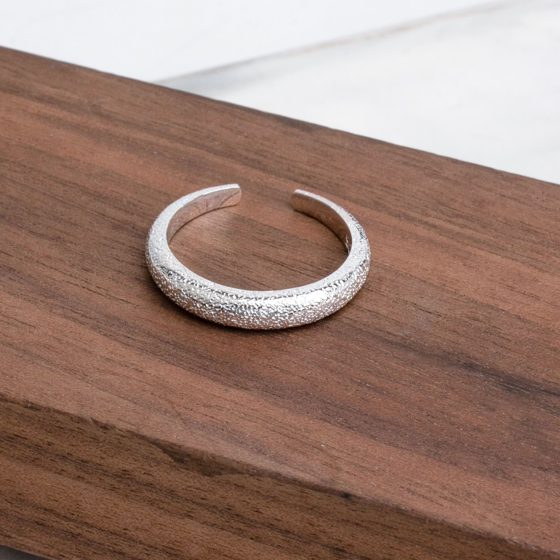 925银戒指 1a983波光粼粼戒指女小众素圈开口手工可调节冷淡风