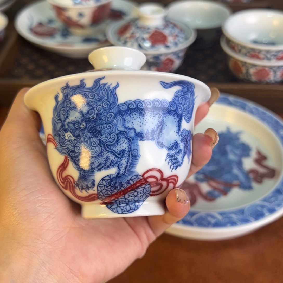 摆件景德镇手绘陶瓷茶器百宝箱
